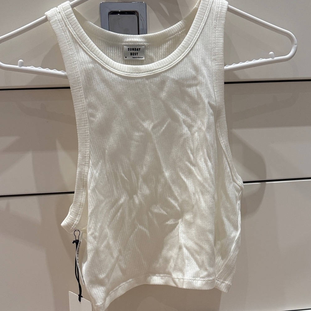 Sunday Best Cream Ribbed Tank Top